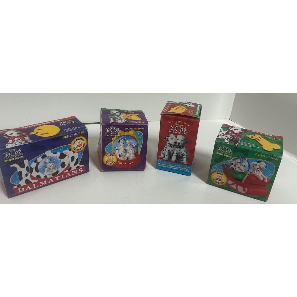 Disney Vintage 1996 101 Dalmatians McDonald's Snow Dome Set of 4 Collectibles